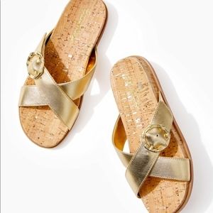 Lilly Pulitzer Bayshore Metallic Cork Sandals
